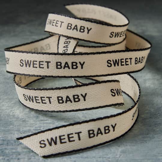 5/8" x 7yd. Black Sweet Baby Faux Linen Ribbon by Celebrate It® Classic